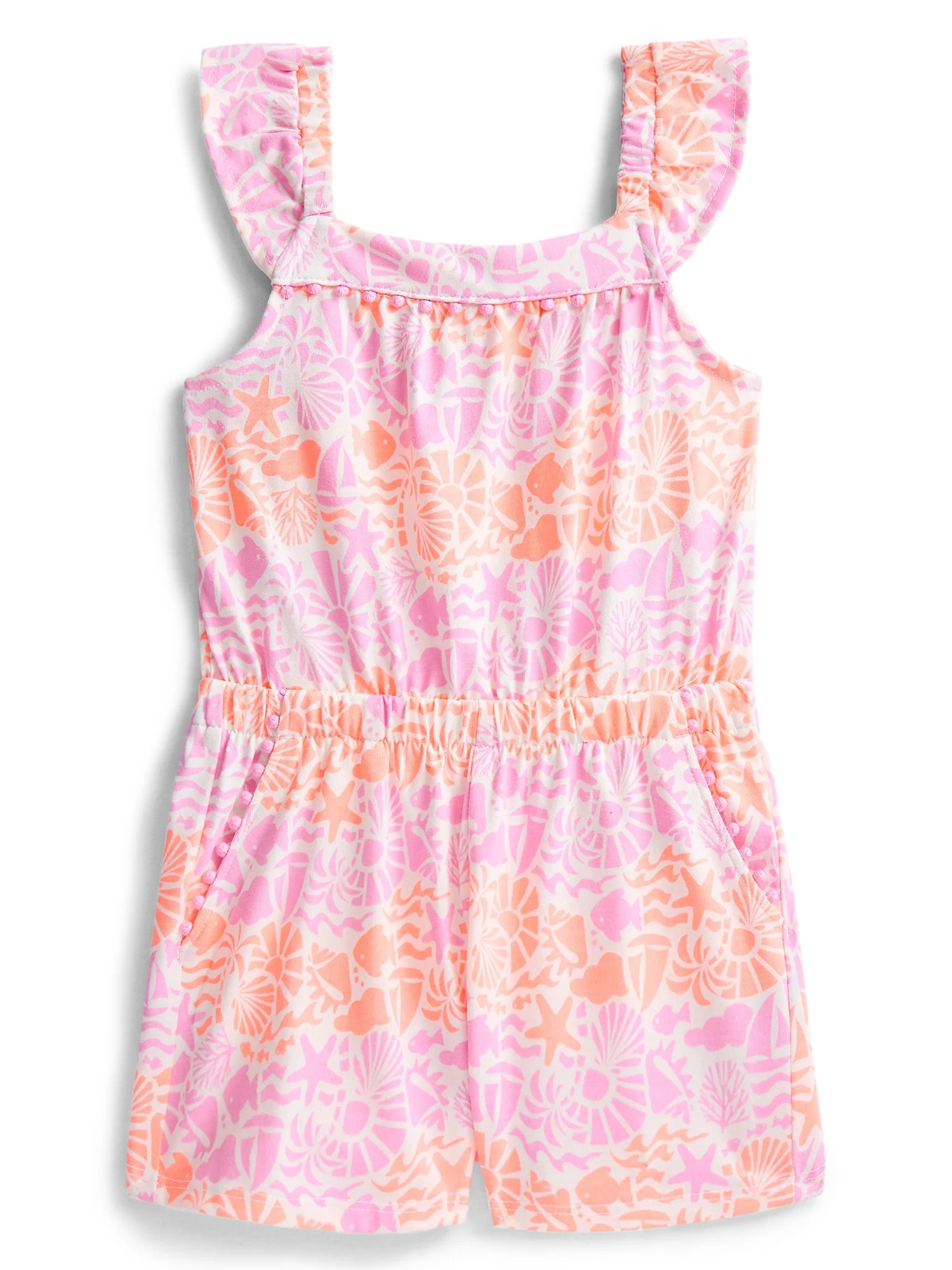 Wonder Nation Toddler Girls Ruffle-Strap Romper, Sizes 12M–5T | Walmart (US)