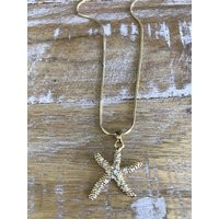 starfish Necklace With Clear Crystals - Gold Rhinestone Necklace Beach Wedding Jewelry | Etsy (US)
