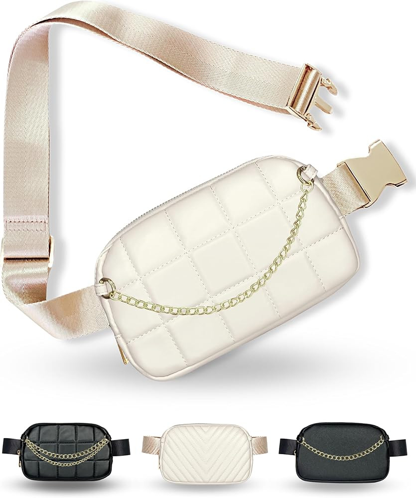 Boutique Luxury Chain Belt Bag | Crossbody Bag Leather Fanny Pack for Women Fashionable | Cute Every | Amazon (US)