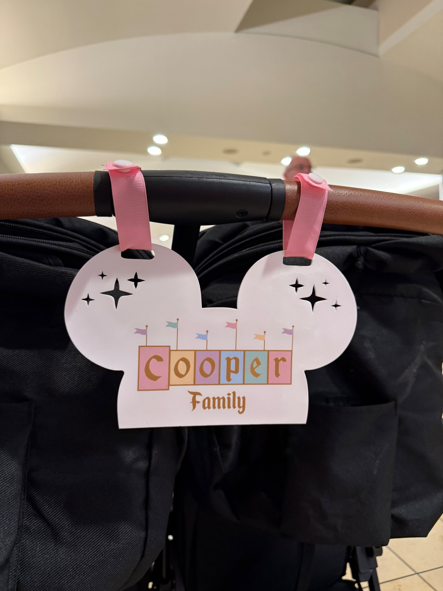 The cutest stroller sign for my Disney princesses! 💖 Also ordered another after seeing a rec for a flag is better so you can see it from above! Linked both below! 🏁🚩🔗 