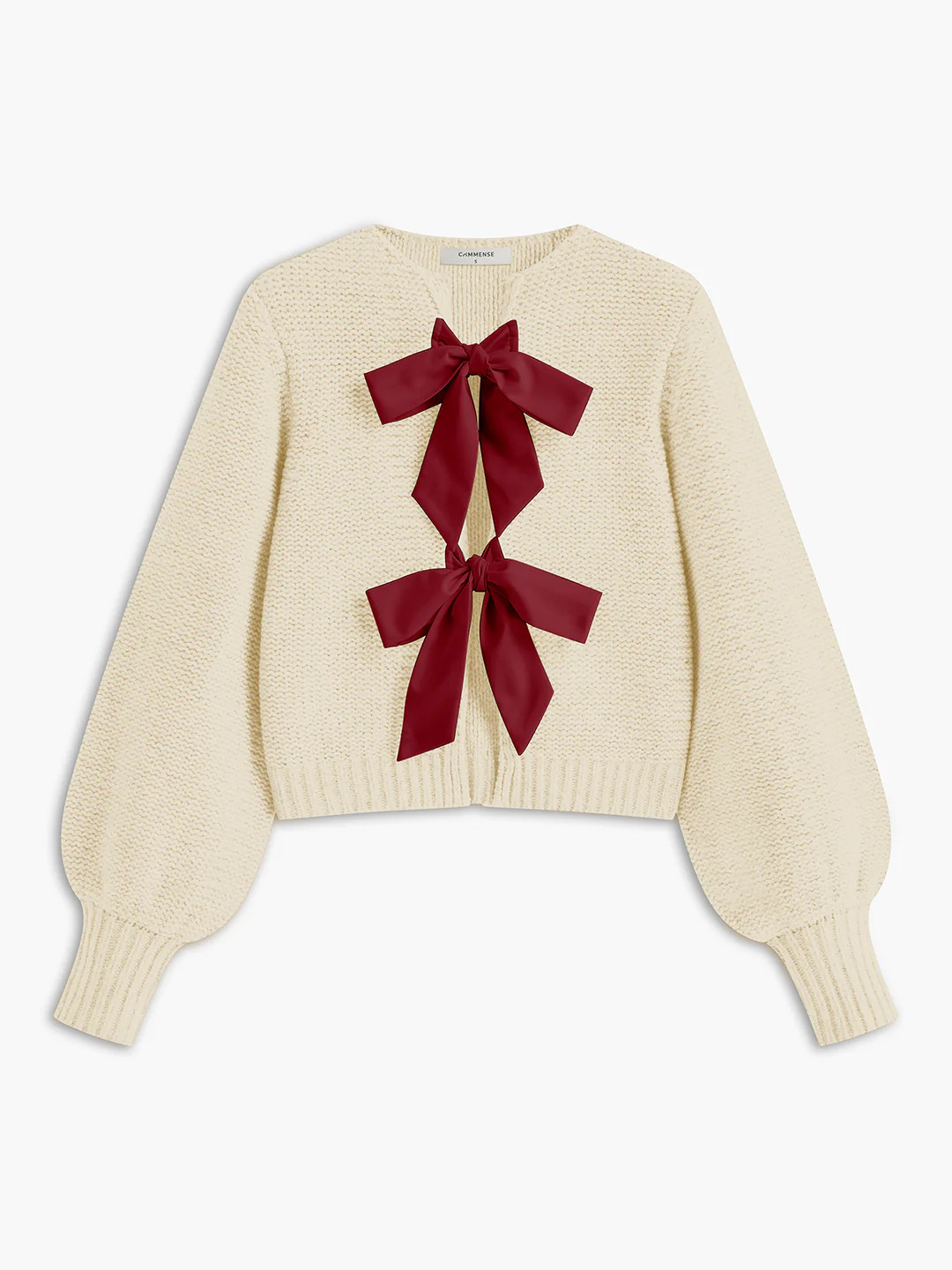 Crew Neck Bow Knit Top | Commense