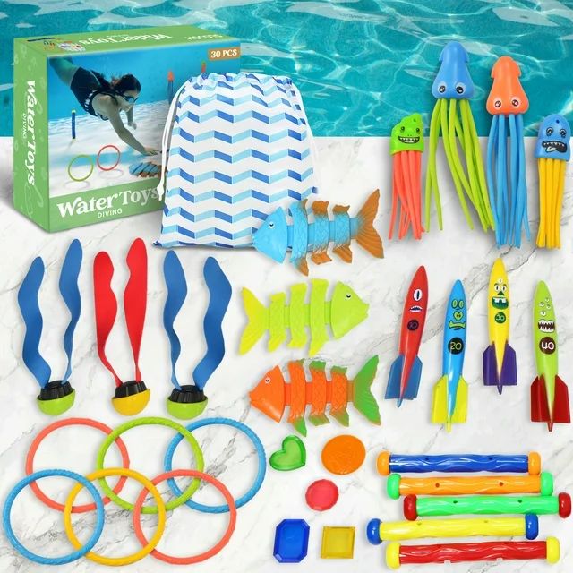Syncfun 30 Pcs Diving Pool Toys for Kids, Jumbo Set with Storage Bag Pool Games Summer Swim Water... | Walmart (US)