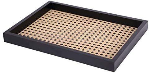 Rectangle Wood Tray with Mesh, Black Decorative Tray Ideal for Food Storage, Basket Serving Tray ... | Amazon (US)