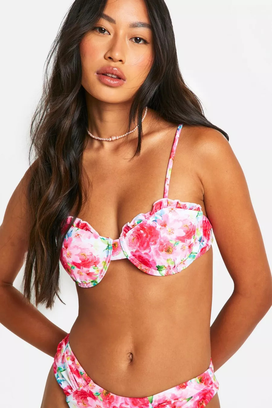 Floral Ruffle Underwired Bikini Top | boohoo (US & Canada)