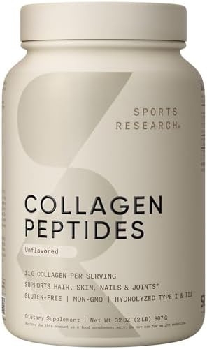 Sports Research® Collagen Peptides Protein Powder, 32oz | * 11g Grass-Fed Collagen, 10g Protein ... | Amazon (US)