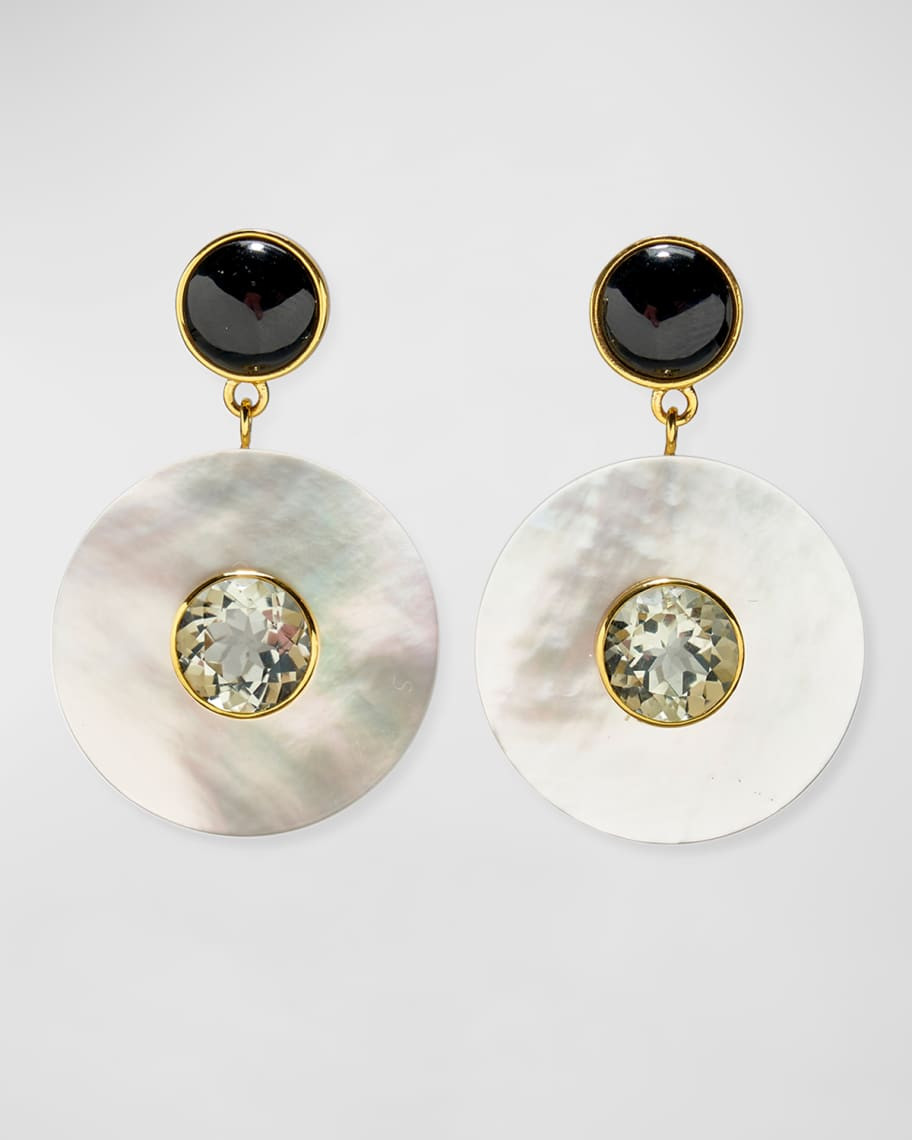 Lizzie Fortunato TAJ DISC EARRINGS IN MOTHER OF PEARL | Neiman Marcus