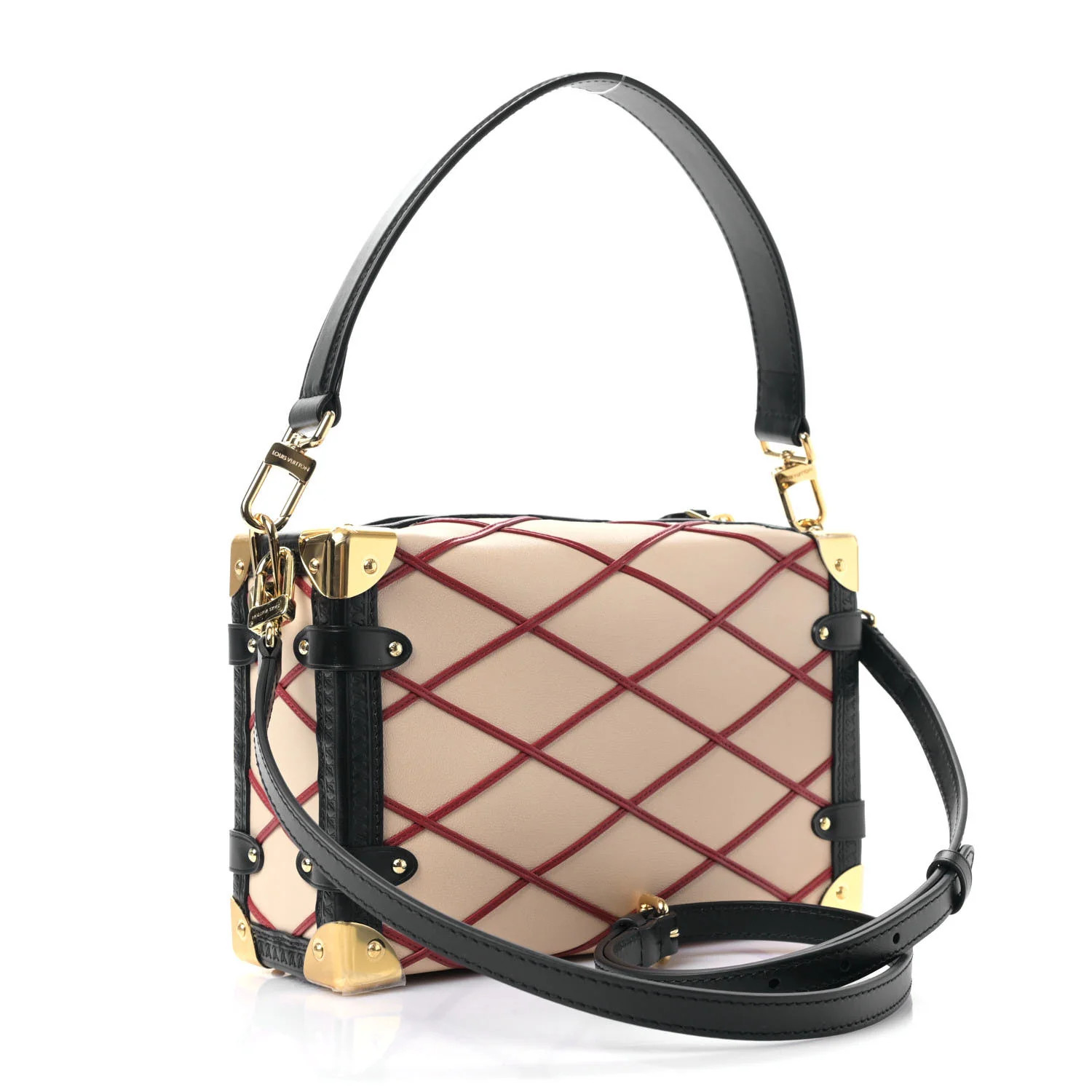 Lambskin Malletage Side Trunk MM Beige Red | FASHIONPHILE (US)