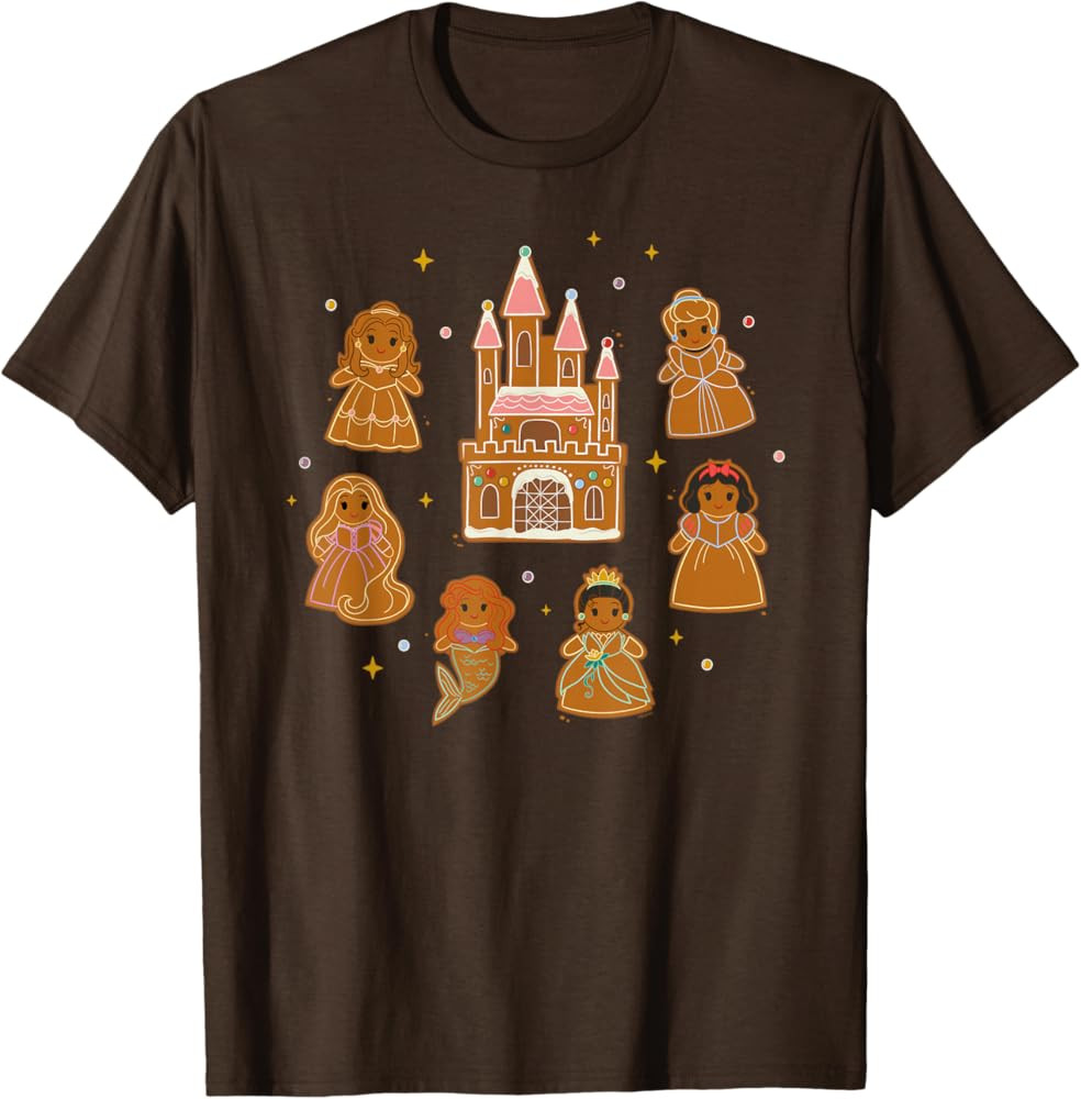 Disney Princess Holiday Christmas Gingerbread Cookie Castle T-Shirt | Amazon (US)