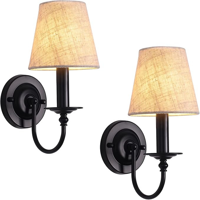 Black Wall Sconce Set of 2, LASENCHOO Candle Wall Light Fixture, Wall Sconces Lighting Indoor wit... | Amazon (CA)