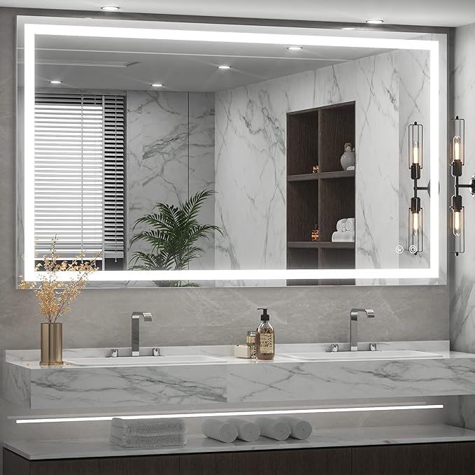 TETOTE 40 x 24 LED Bathroom Mirror LED Mirror Vanity Makeup Mirror Dimmable Anti-Fog Bathroom Lig... | Amazon (US)