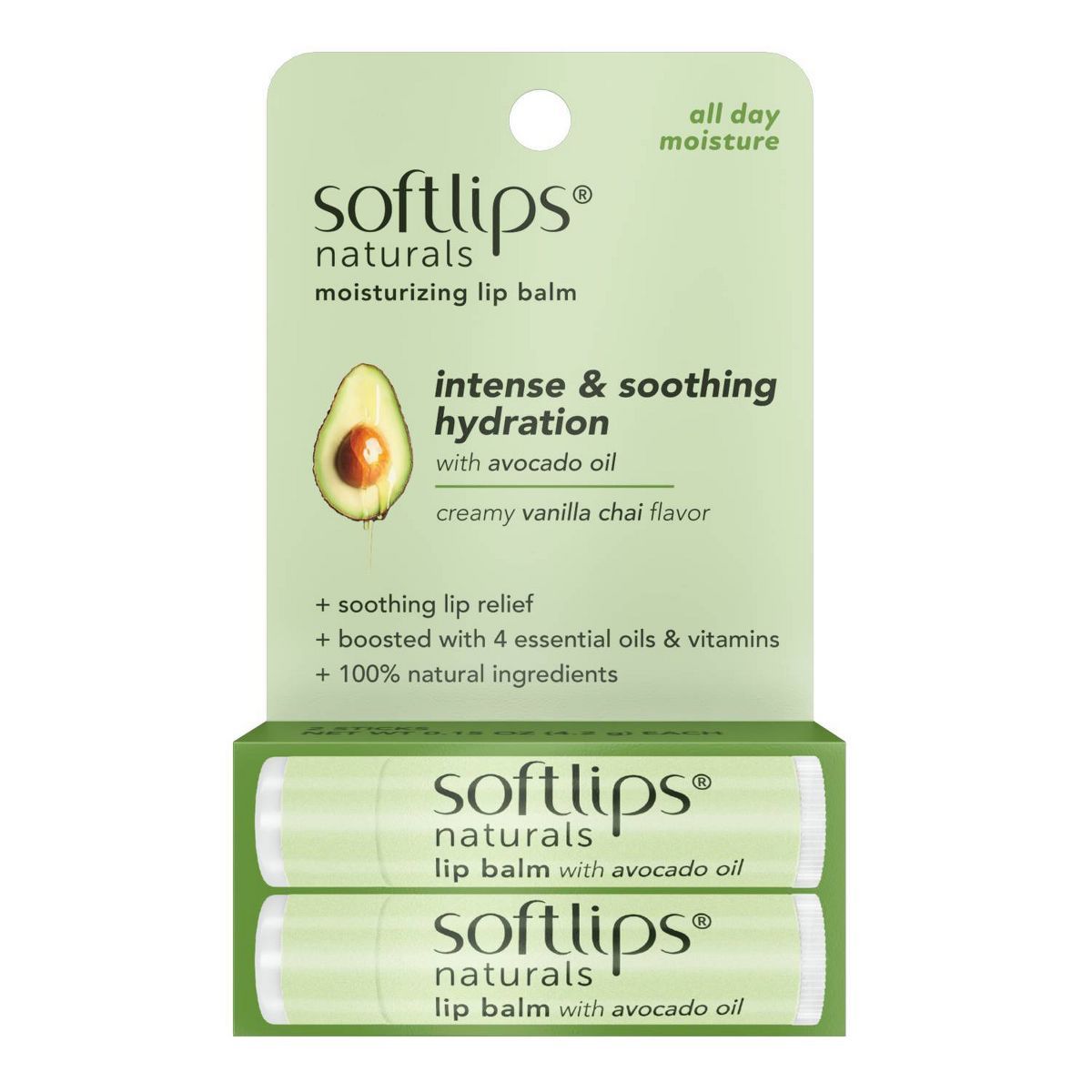 Softlips Naturals with Avocado Oil Lip Balm - Vanilla Chai - 0.15oz/2ct | Target