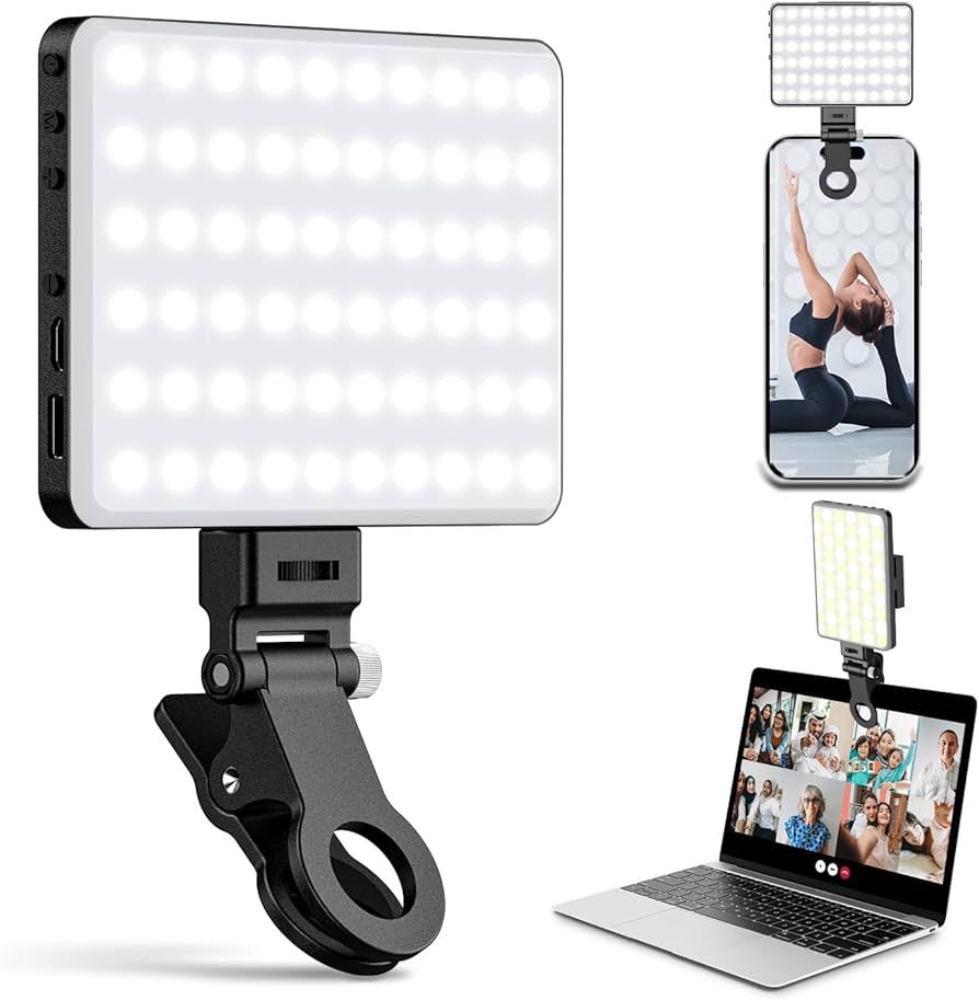 Tizwis 60 LED Phone Light with Front & Back Clip, Selfie Light with LCD Display, Selfie Light for... | Amazon (US)