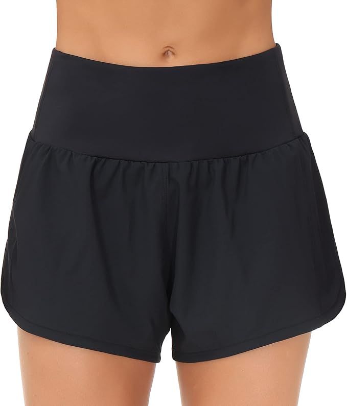 THE GYM PEOPLE Womens High Waisted Running Shorts Quick Dry Athletic Workout Shorts with Mesh Lin... | Amazon (US)