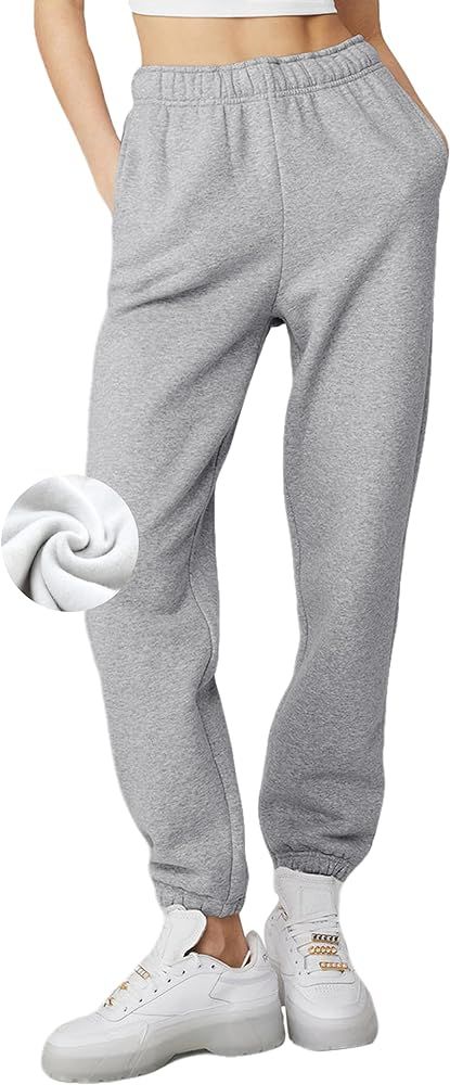 Baccarri Women’s Casual Fleece Sweatpants High Waisted Cinch Bottom Lounge Baggy Joggers Pants | Amazon (US)