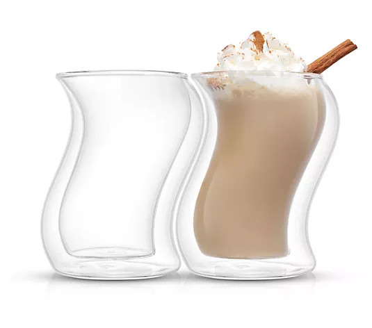 JoyJolt Set of (2) 13.5-oz Pivot Double-Wall Cofee Glasses | QVC