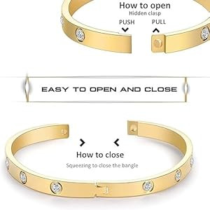 PDWZNBA 18K Gold Plated Love Friendship Bracelets with CZ Stones Trendy Stainless Steel Bangle Je... | Amazon (US)