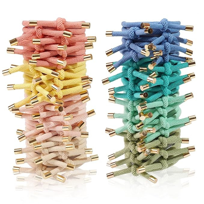 56 PCS Elastics Knotted Hair Ties for Women, Adjustable No Damage Ponytail Holders for Women Girl... | Amazon (US)