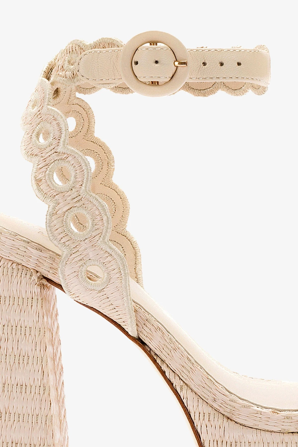 Dolly Broderie Sandal In Natural Raffia | Larroude