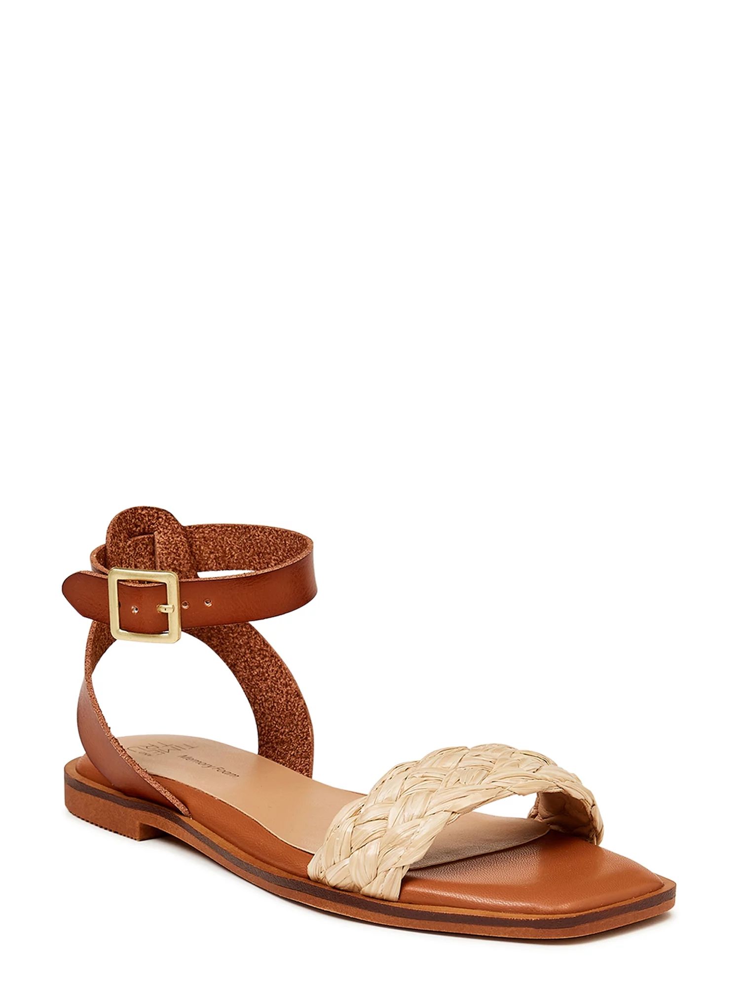 Time and Tru Women's Braided Ankle Strap Sandals | Walmart (US)