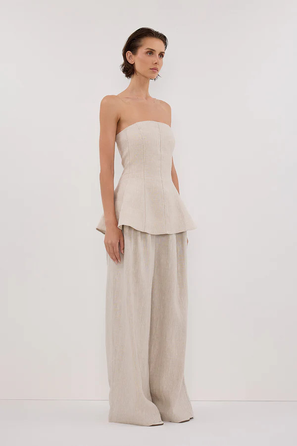 MONIQUE NATURAL LINEN TUNIC TOP | DISSH