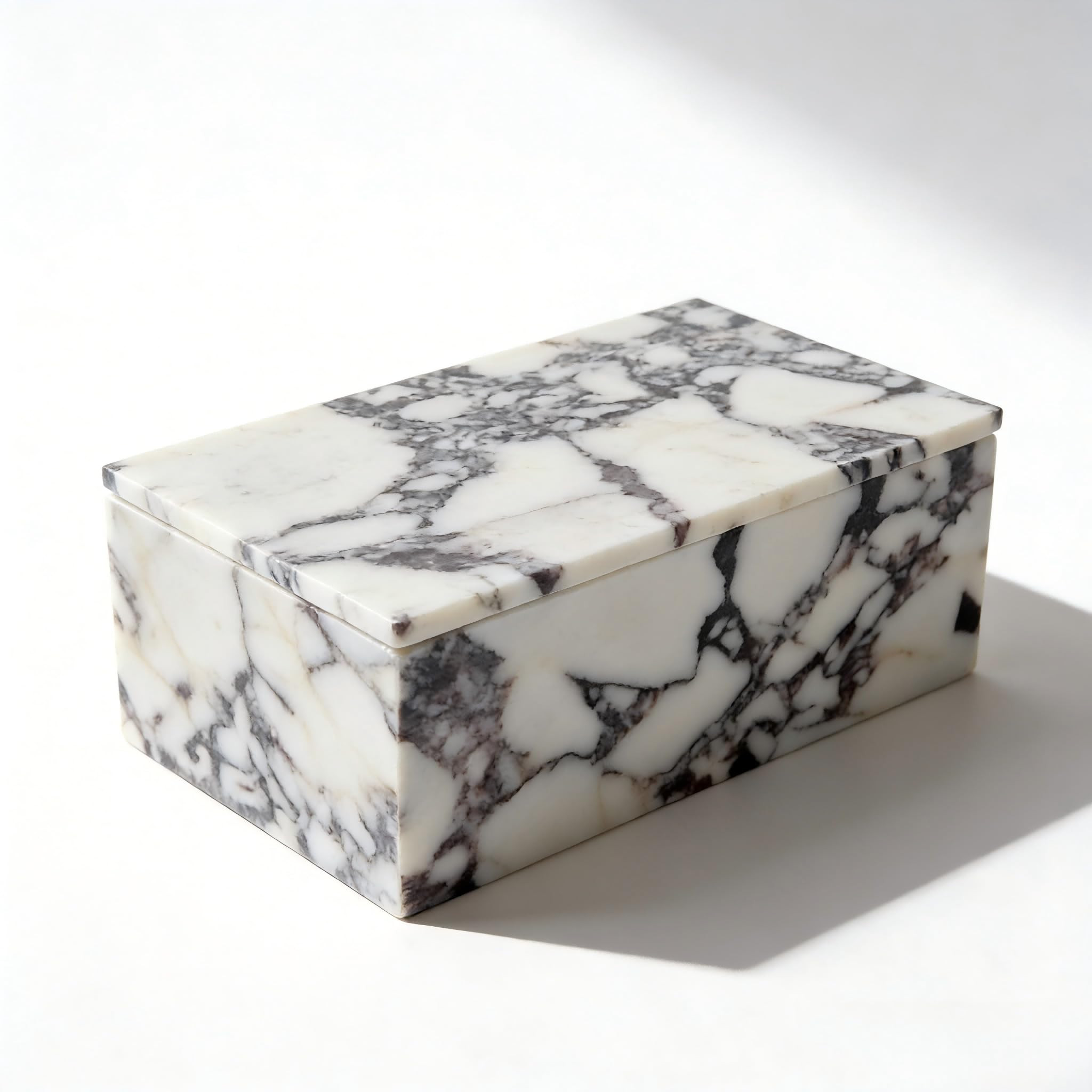 Luxury Marble Storage Box with Lid, White and Purple Veined Pattern, Decorative Organizer for Mak... | Amazon (US)