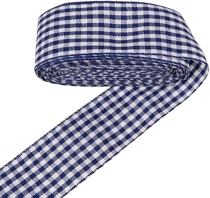Gingham Ribbon Plaid Ribbon for Gift Wrapping Party Wedding Christmas Decoration (Navy Blue,1" (2... | Amazon (US)