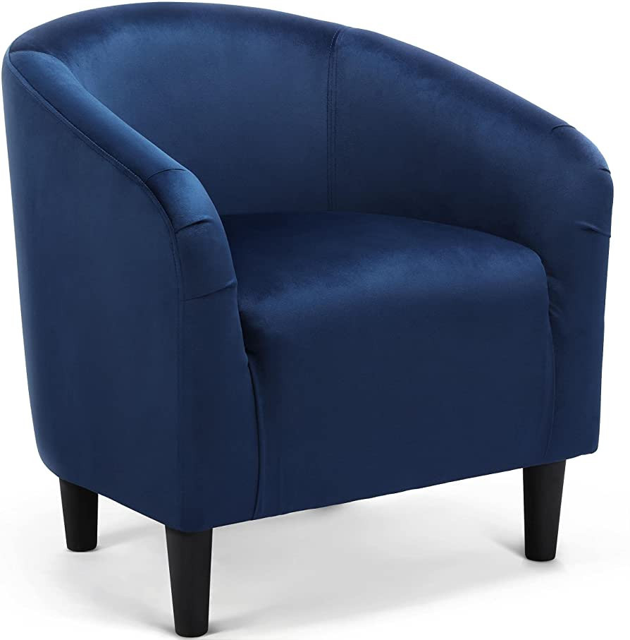 Yaheetech Velvet Club Chair, Modern Tufted Accent Chair with Armrest, Upholstered Barrel Chair wi... | Amazon (US)