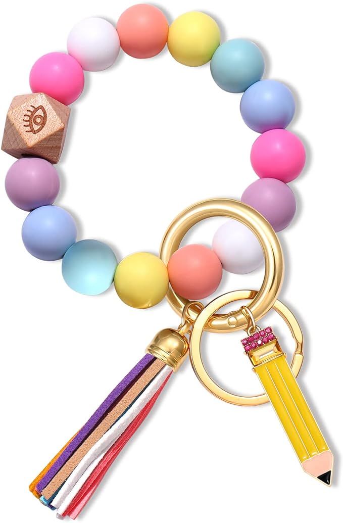 boderier Silicone Bracelet Keychain Wristlet Bangle Keyring Portable House Car Keys Ring Holder W... | Amazon (US)