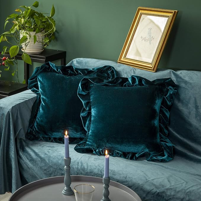 GLORY SEASON Velvet Throw Pillow Cover Soft Decorative Luxurious Solid Square Cushion Case for So... | Amazon (US)