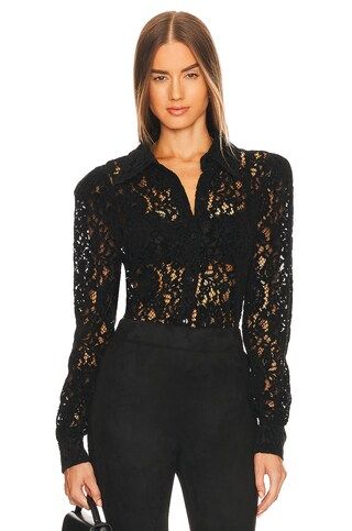 L'AGENCE Jenica Lace Blouse in Black from Revolve.com | Revolve Clothing (Global)