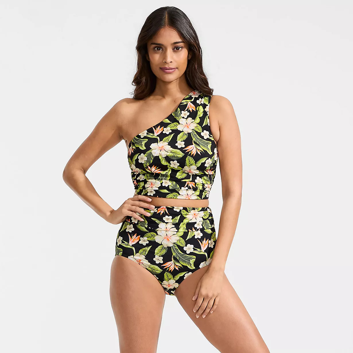 Women's Ruched High Waisted Full Coverage Bikini Bottoms | Lands' End (US)