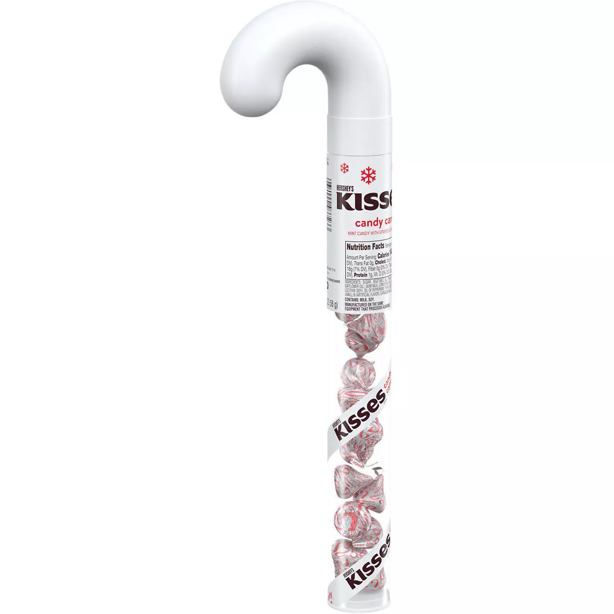 Hershey's Kisses Candy Cane Flavored Filled Cane Christmas Candy - 2.08oz | Target