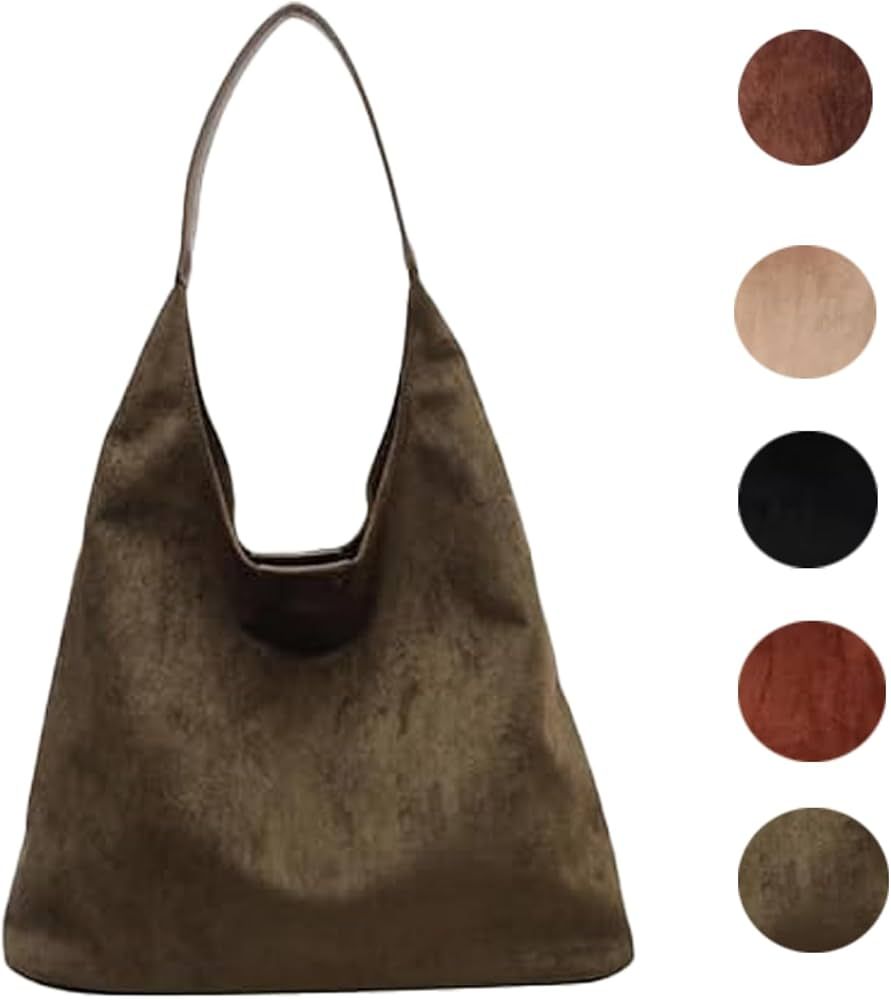 Suede Bag, Brown Suede Bag, 2024 New Suede Purse for Women, Brown Suede Tote Bag for Women Suede ... | Amazon (UK)