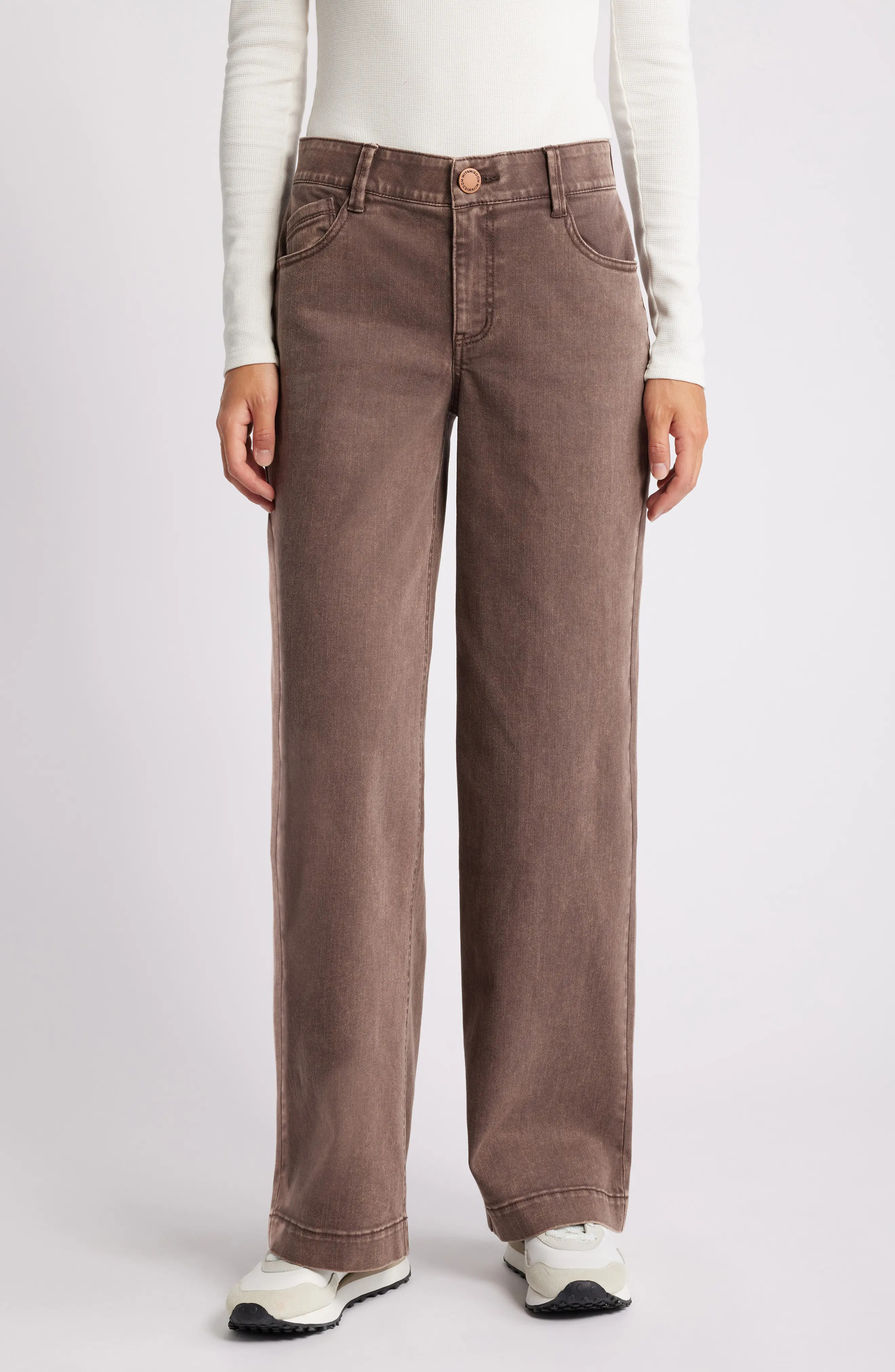 Wit & Wisdom 'Ab'Solution High Waist Wide Leg Jeans in Washed Mocha at Nordstrom, Size 2 | Nordstrom