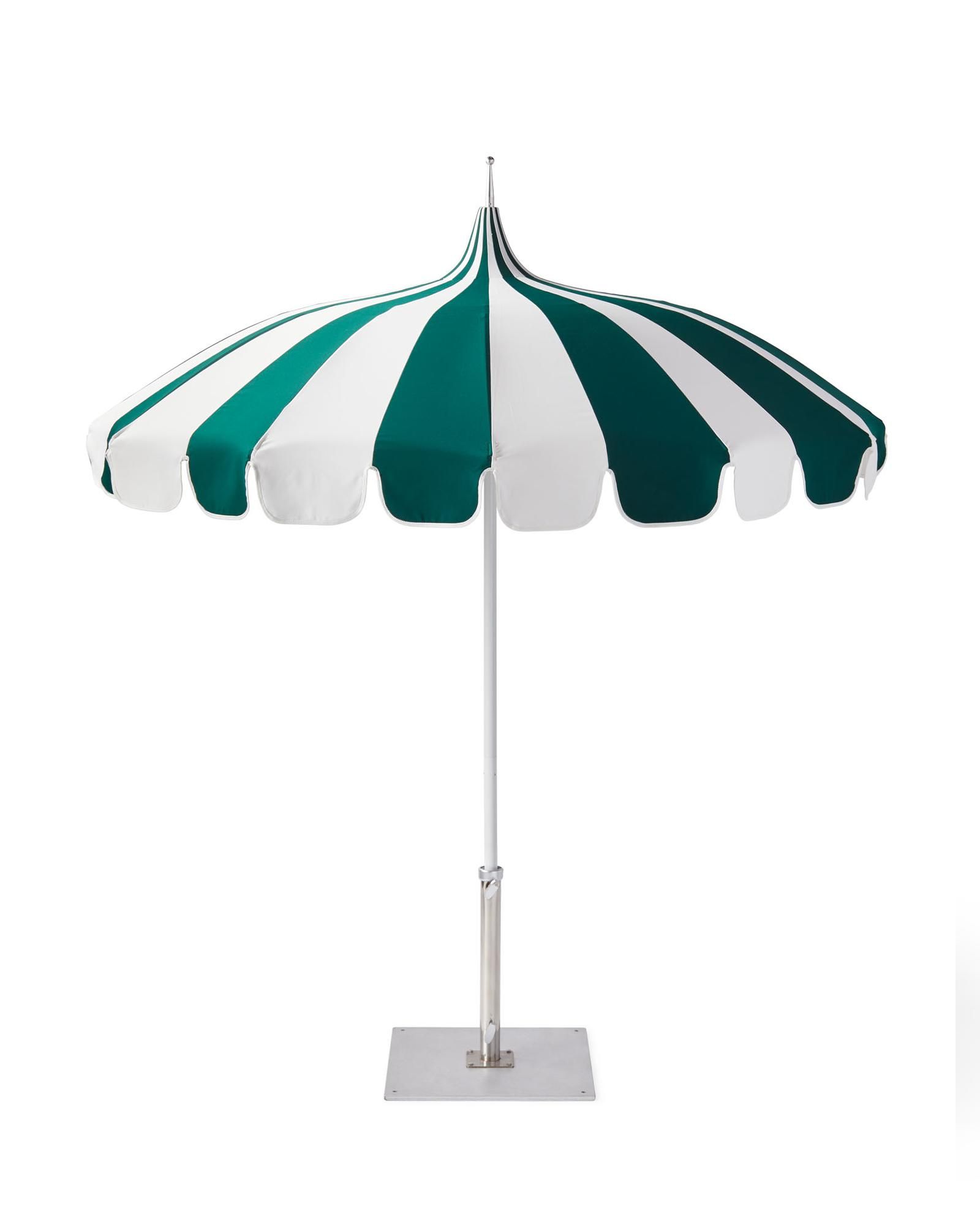 Eastport Striped Umbrella - Botanical Green/White | Serena and Lily