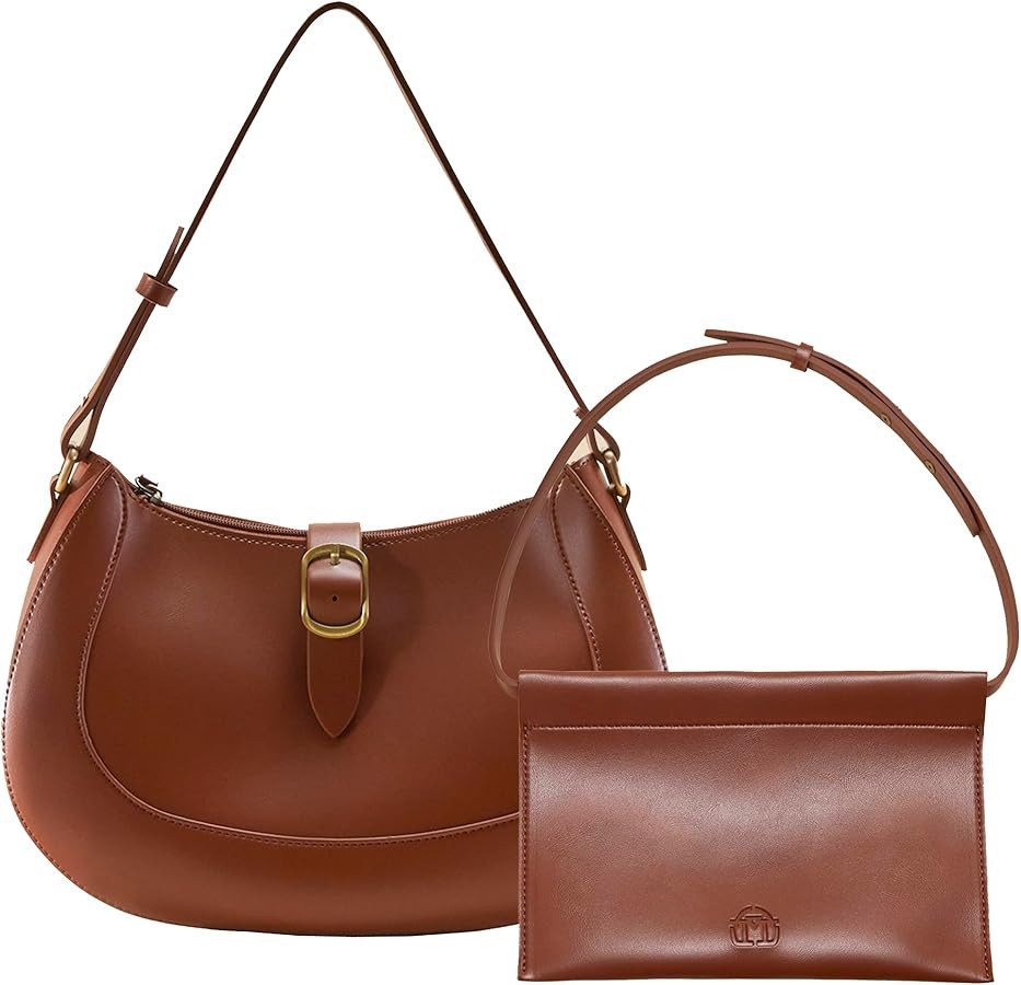 SUNLIGHT LEAVES Vintage Vegan Leather Crescent Hobo Bag For Women Lunar Shoulder Purse Satchel Un... | Amazon (US)