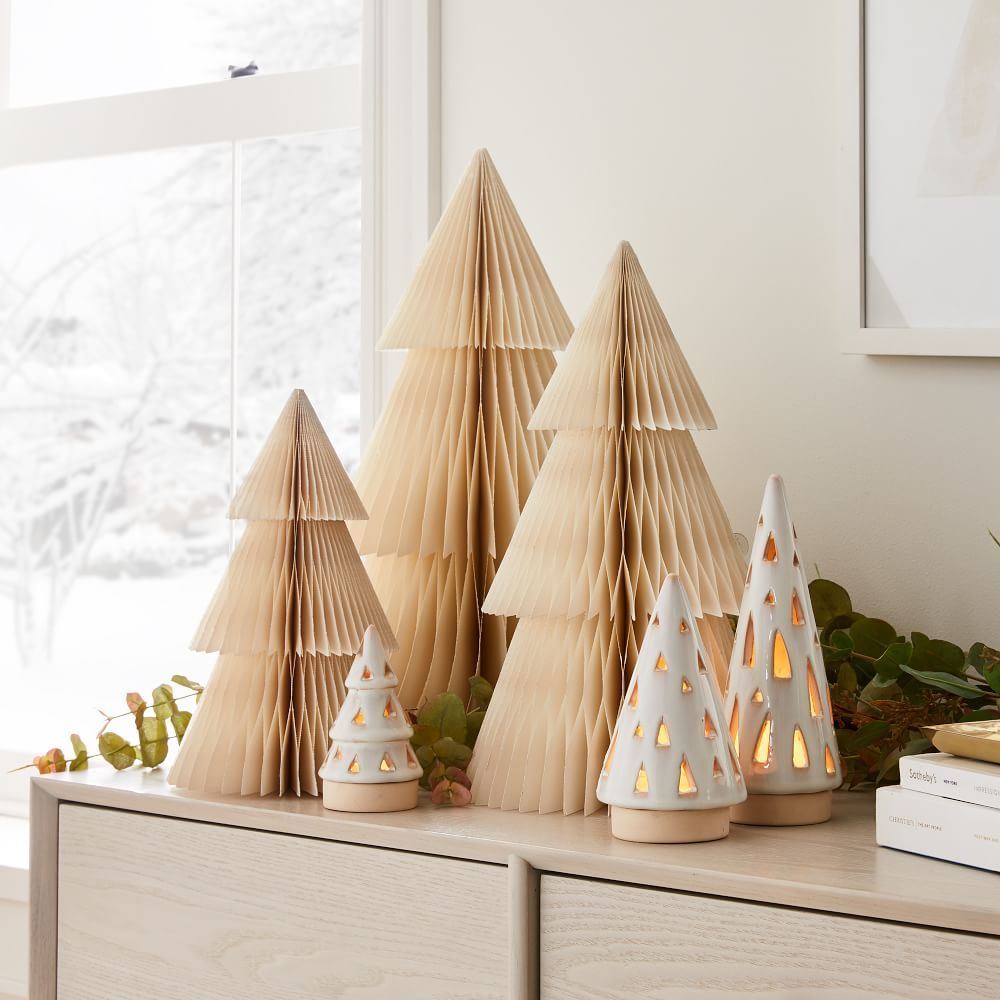 White Paper &amp;amp; Ceramic Christmas Tree Set | West Elm (US)