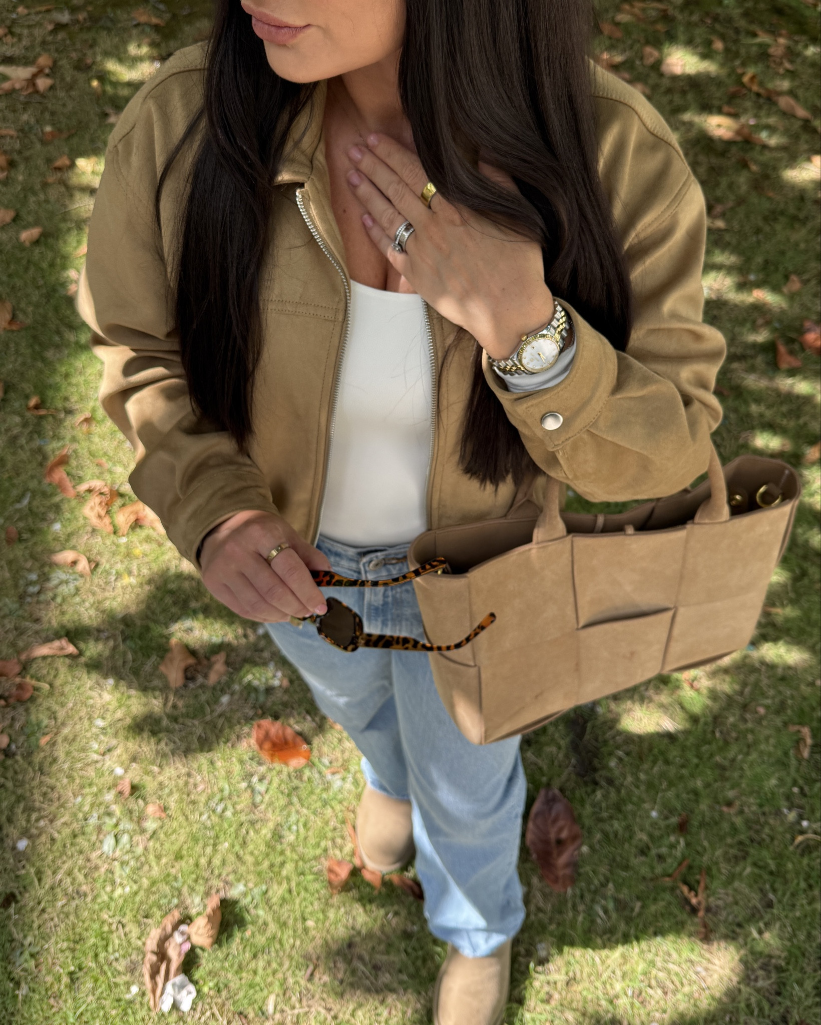 Jeans and Uggs outfit with sueade jacket #jeans #abercrombie #uggs 

#LTKautumn #LTKuk #LTKjeans