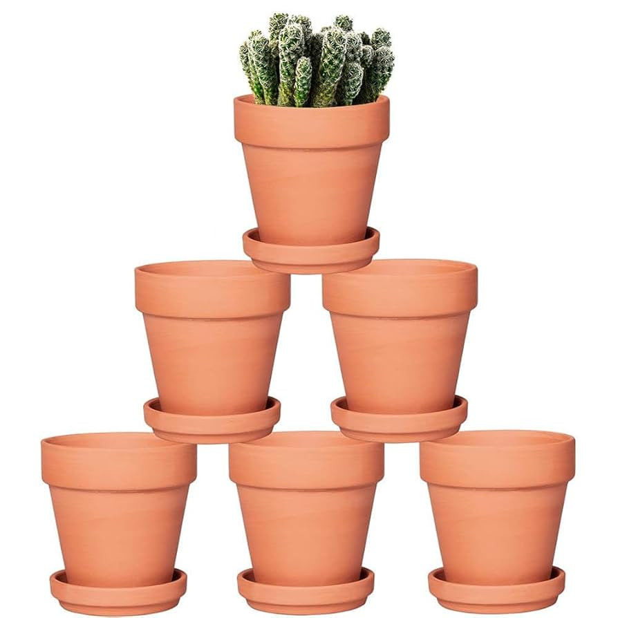 Terra Cotta Pots with Saucer - 6 Pack 5 Inch Clay Pot Ceramic Pottery Planter Cactus Flower Pots ... | Amazon (CA)