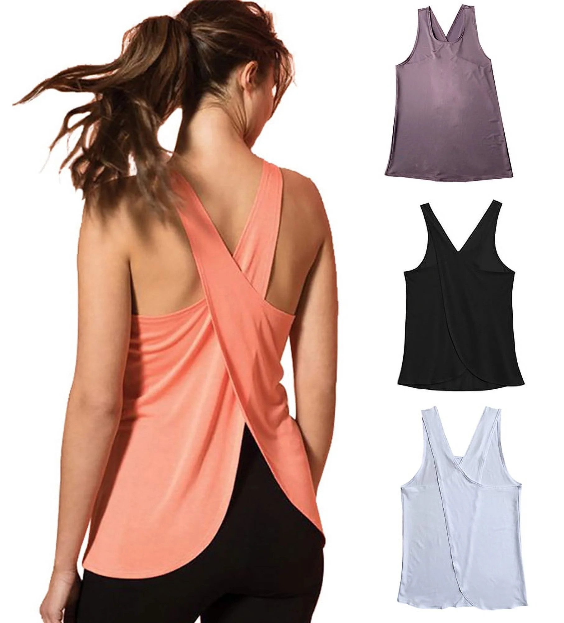 Cheers.US Workout Tank Tops for Women Yoga Tops for Women Loose fit Backless Muscle Tank Racerbac... | Walmart (US)