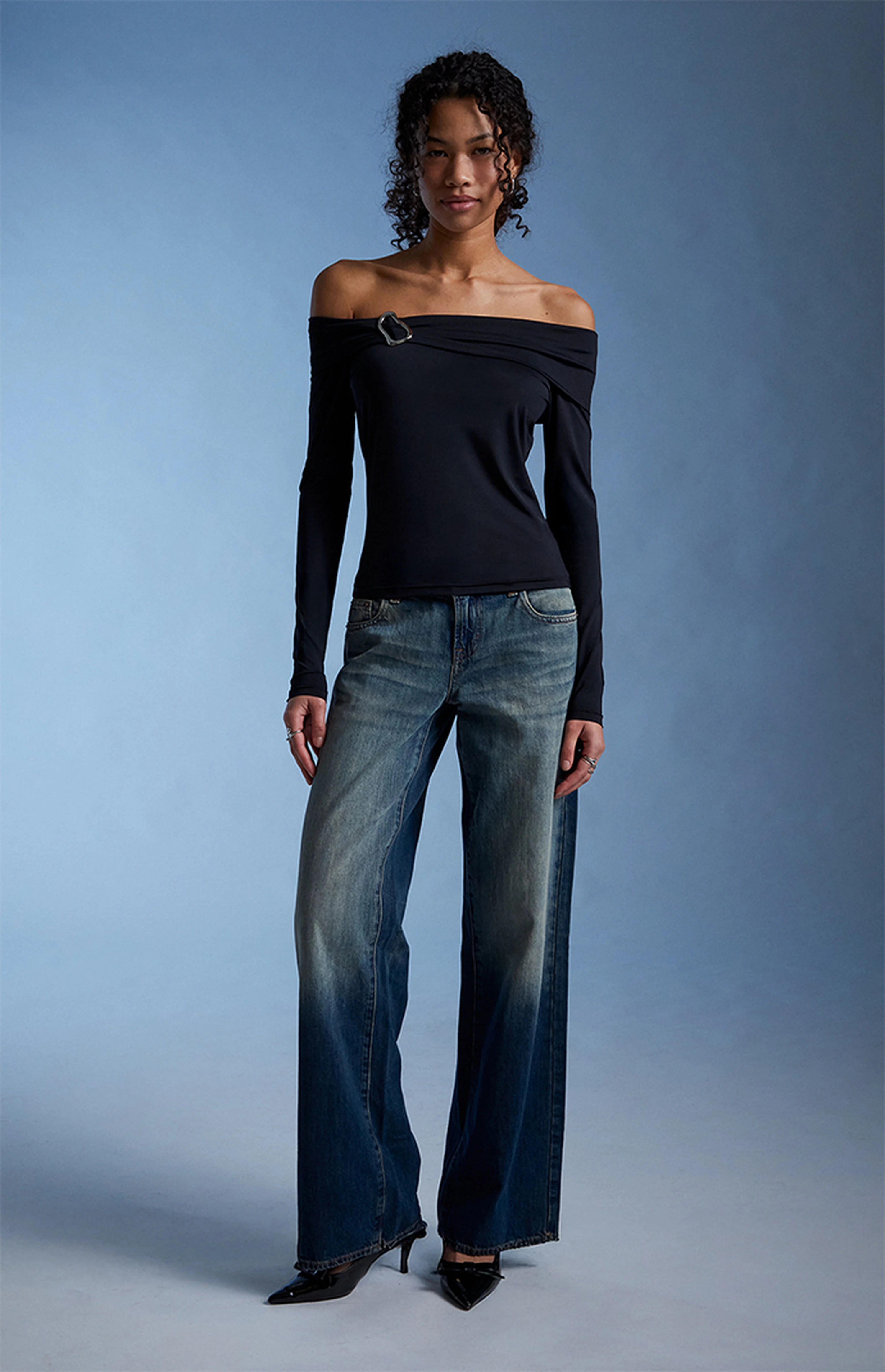 Third Charm Lannie Hardware Embellished Long Sleeve Top | PacSun