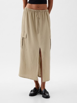 Linen-Blend Cargo Midi Skirt | Gap (CA)