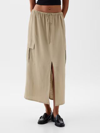 Linen-Blend Cargo Midi Skirt | Gap (CA)