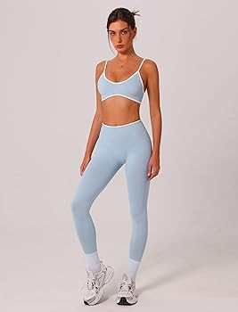 ABOCIW Womens 2 Piece Workout Sets Seamless Color Block Sports Bra Scrunch Butt Lifting High Wais... | Amazon (US)
