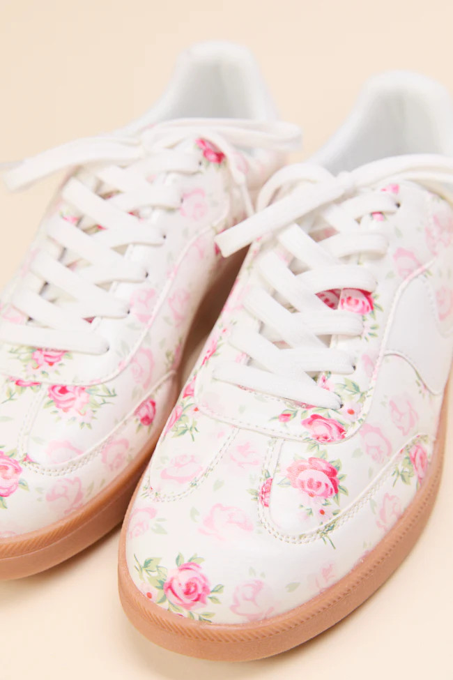 Tiffany White Floral Sneakers | Pink Lily