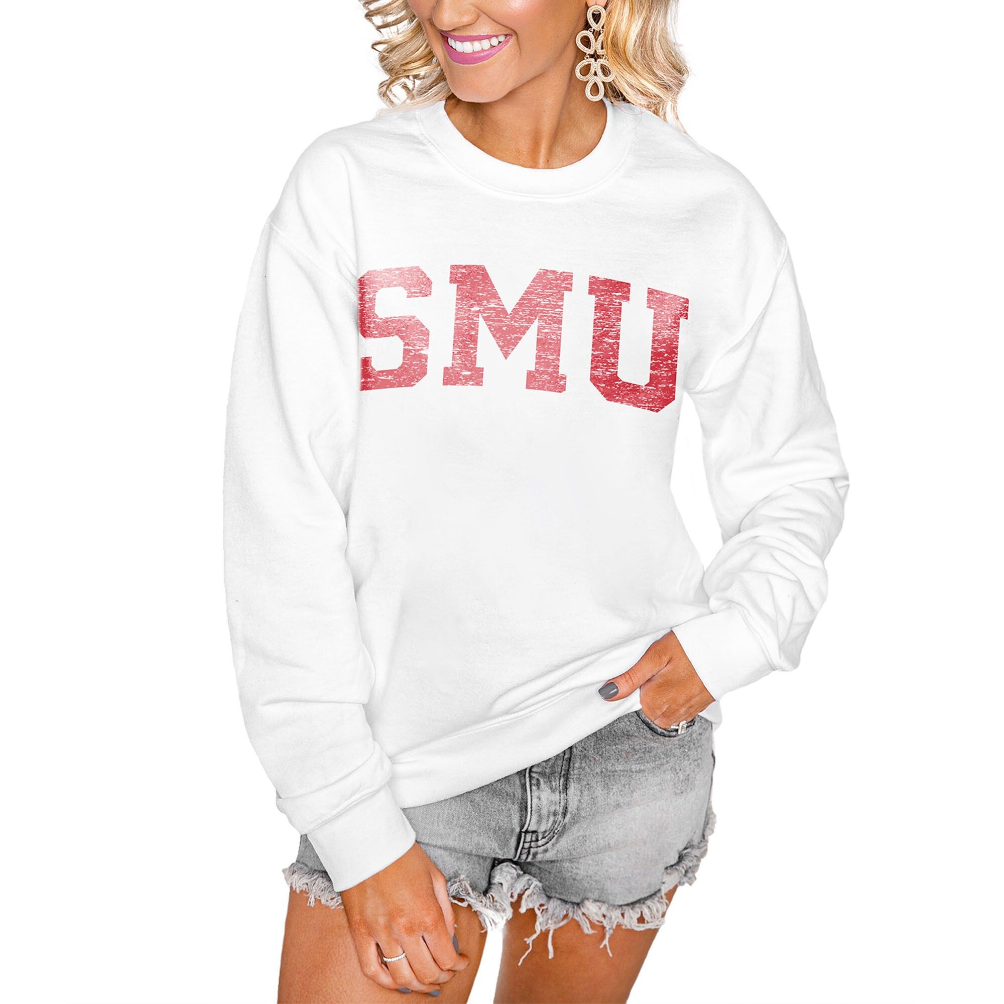 SMU Mustangs Women's Snap Perfect Pullover Sweatshirt - White | Fanatics