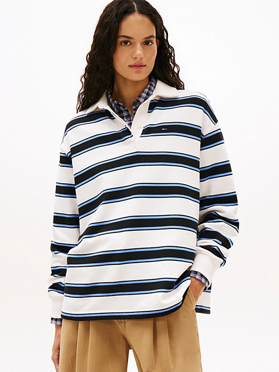 Stripe Relaxed Terry Rugby Shirt | Tommy Hilfiger UK