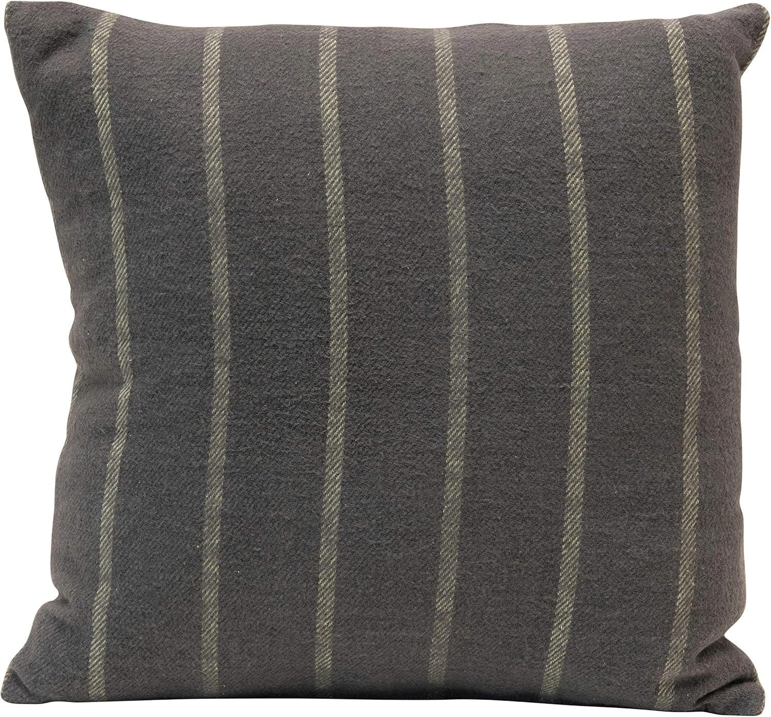 Creative Co-Op Brushed Cotton Striped, Grey & Blue Pillow | Amazon (US)