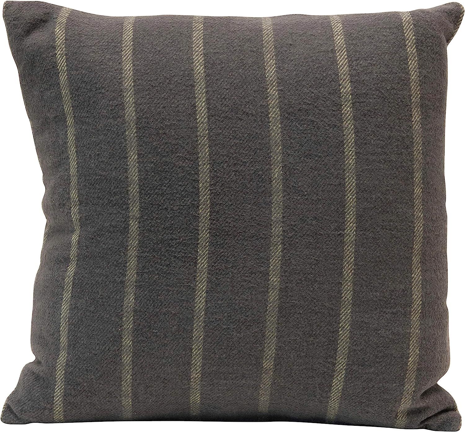 Creative Co-Op Brushed Cotton Striped, Grey & Blue Pillow, 1 Count (Pack of 1) | Amazon (US)