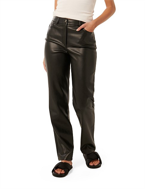 Forever New Una Vegan Leather Straight Leg Pants | David Jones | David Jones (Australia & New Zealand)